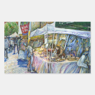 Pegatina Rectangular Esquina de la granja de cerdos voladores y un poco