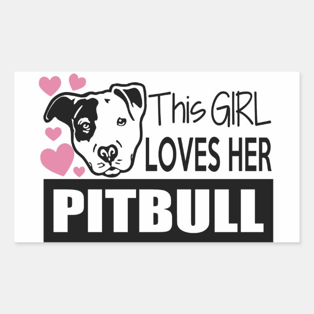 Pegatina Rectangular Esta Chica ama su Pitbull (Anverso)