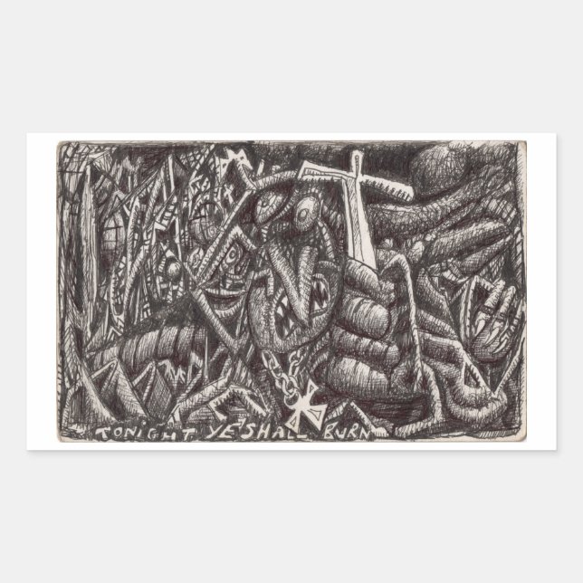 Pegatina Rectangular "¡Esta noche arderéis!" (Anverso)