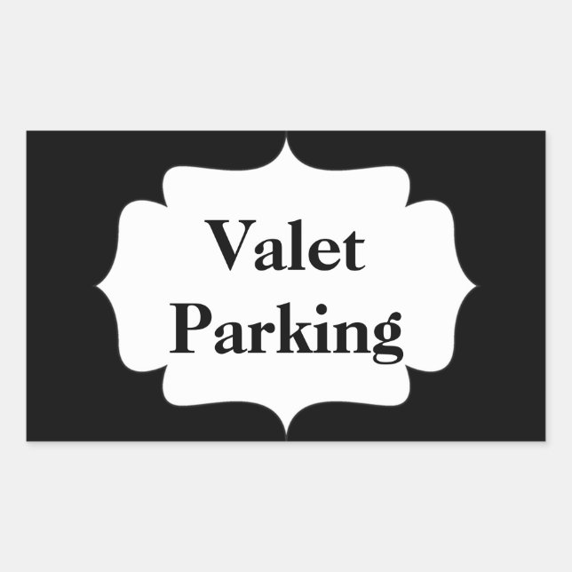 Pegatina Rectangular Estacionamiento Valet (Anverso)