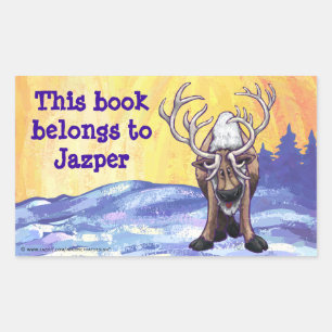Pegatina Rectangular Estacionería de renos