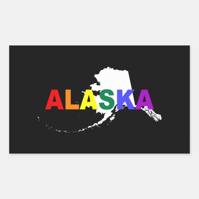 Pegatina Rectangular Estado arcoiris de Alaska 2 (Anverso)