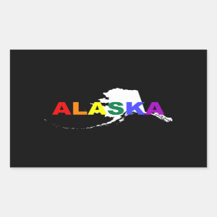 Pegatina Rectangular Estado arcoiris de Alaska 2