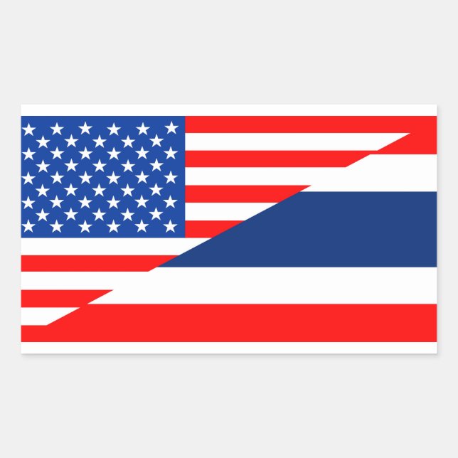 Pegatina Rectangular estados unidos américa thailand half flag ee usa (Anverso)