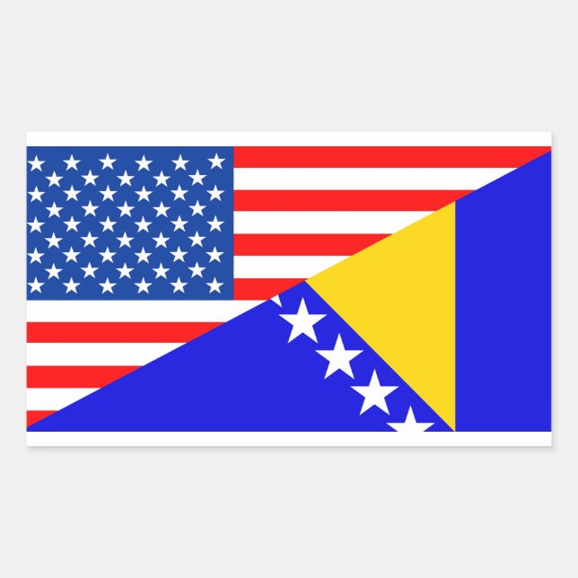 Pegatina Rectangular estados unidos bosnia herzegovina media bandera (Anverso)