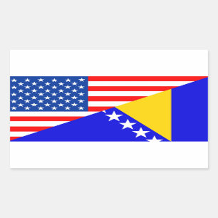 Pegatina Rectangular estados unidos bosnia herzegovina media bandera