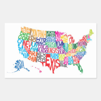 Pegatina Rectangular Estados Unidos en nombres