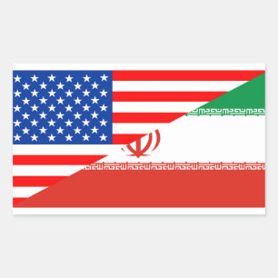 Pegatina Rectangular estados unidos estados unidos iran half flag estad