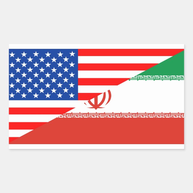 Pegatina Rectangular estados unidos estados unidos iran half flag estad (Anverso)