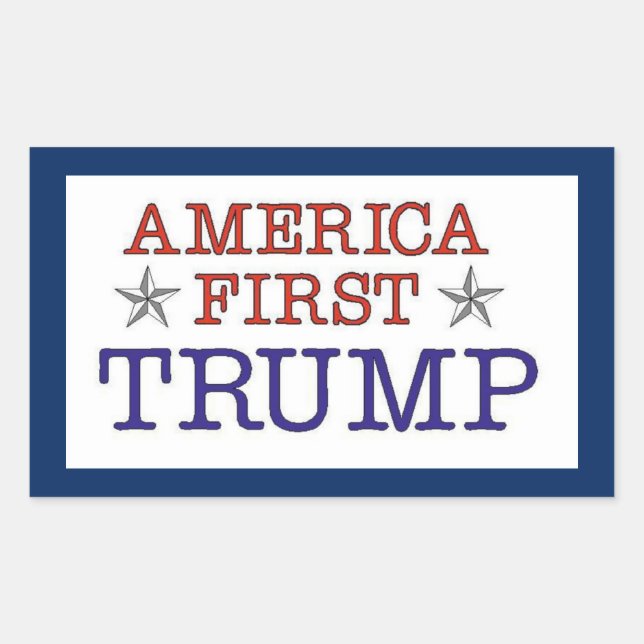 Pegatina Rectangular Estados Unidos primero Trump (Anverso)