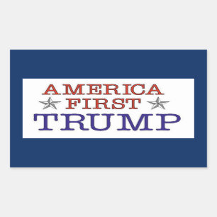 Pegatina Rectangular Estados Unidos primero Trump