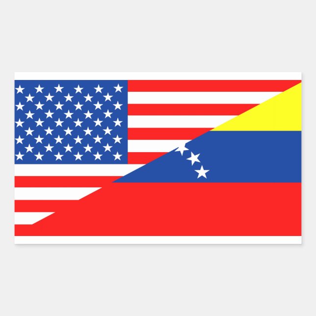 Pegatina Rectangular estados unidos venezuela media flag estados unidos (Anverso)