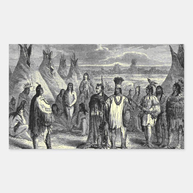 Pegatina Rectangular Estadounidenses Nativos (Anverso)