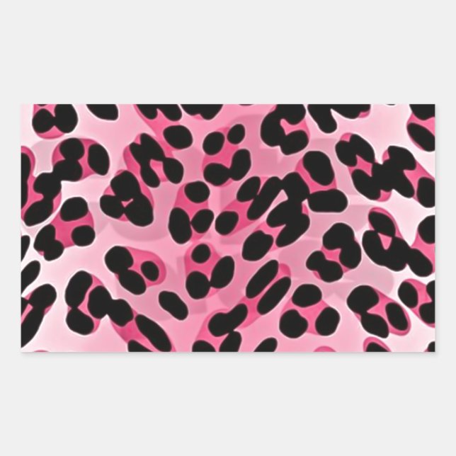 Pegatina Rectangular Estampa de Guepardo Rosa RAB Rockabilly (Anverso)