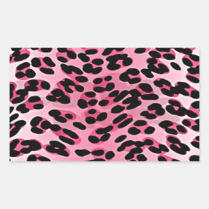 Pegatina Rectangular Estampa de Guepardo Rosa RAB Rockabilly