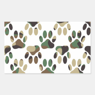 Pegatina Rectangular Estampado de camuflaje huella de pata de perro