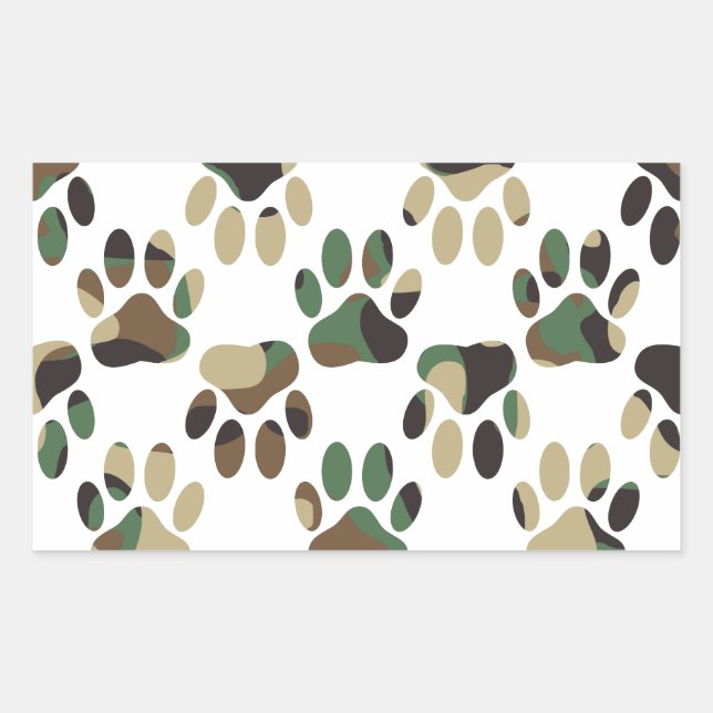 Pegatina Rectangular Estampado de camuflaje huella de pata de perro (Anverso)