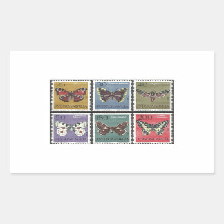 Pegatina Rectangular Estampillas de mariposa