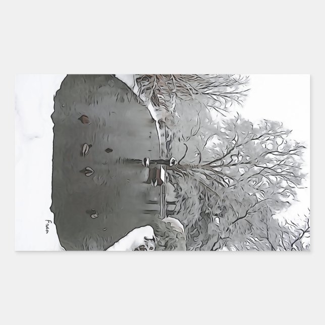 Pegatina Rectangular estanque de pato (Anverso)