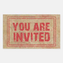 Pegatina Rectangular Estás Invitado A La Estampilla.