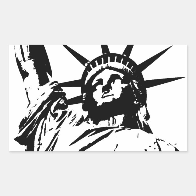 Pegatina Rectangular Estatua de arte pop de la libertad (Anverso)