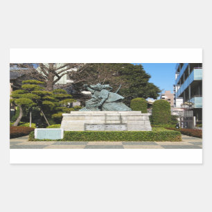 Pegatina Rectangular Estatua de Kamakura Gongoro Kagemasa Kabuki del