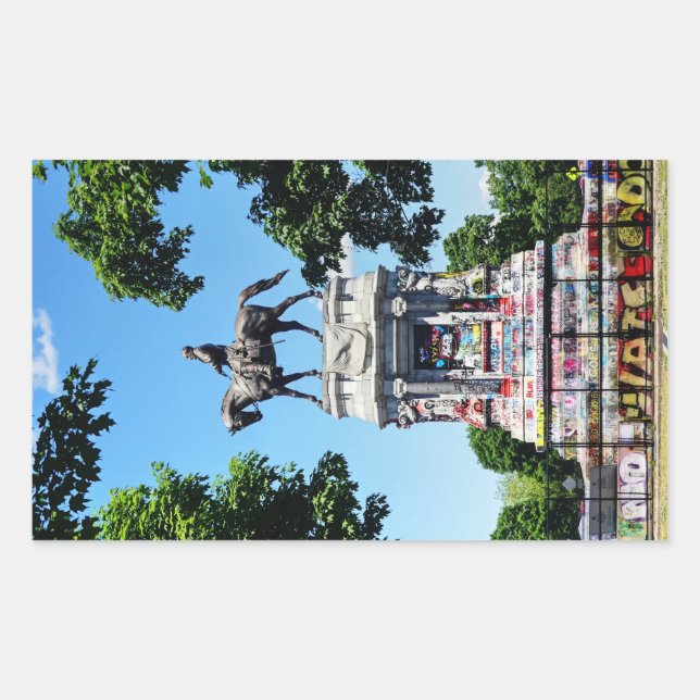 Pegatina Rectangular Estatua de Robert E. Lee (Anverso)
