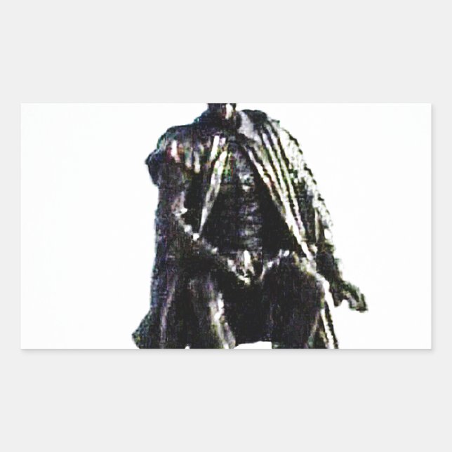 Pegatina Rectangular Estatua de Stratford-upon-Avon Shakespeare jGibney (Anverso)