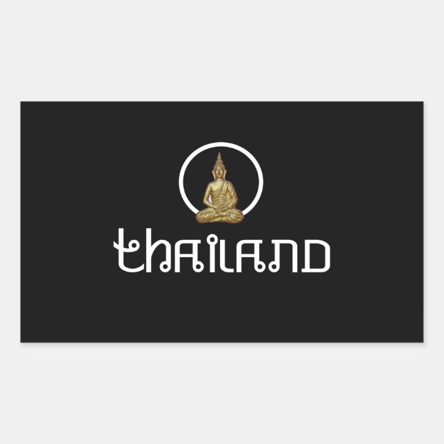 Pegatina Rectangular Estatua dorada de Tailandia (Anverso)