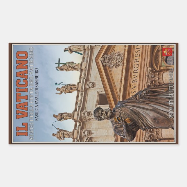 Pegatina Rectangular Estatuas de la Ciudad del Vaticano (Anverso)