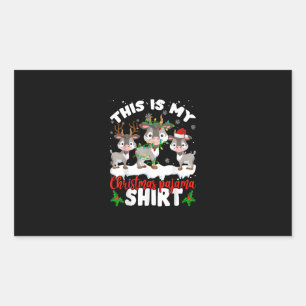 Pegatina Rectangular Este es mi regalo de Navidades Pajama Santa Goat L