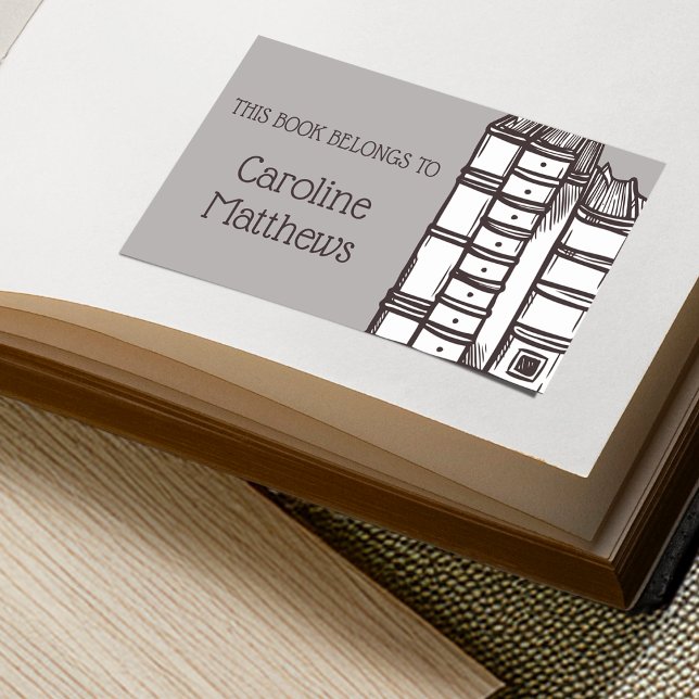 Pegatina Rectangular Este Libro Pertenece A Personalizado (This Book Belongs To Personalized Rectangular Sticker)