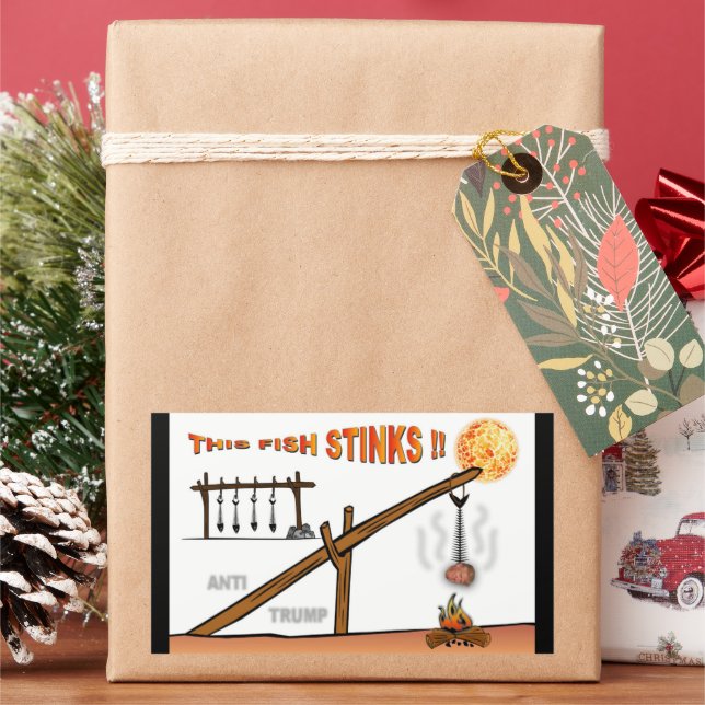 Pegatina Rectangular ¡Este pescado apesta! / Anti Trump, (Vacaciones)