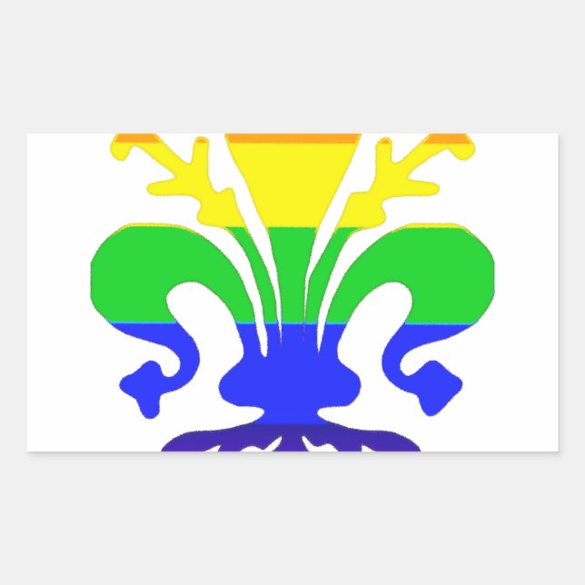 Pegatina Rectangular Estilizada flor arcoiris de Lis (Anverso)