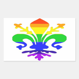 Pegatina Rectangular Estilizada flor arcoiris de Lis