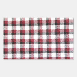Pegatina Rectangular Estilo Cuadrille rojo blanco y negro