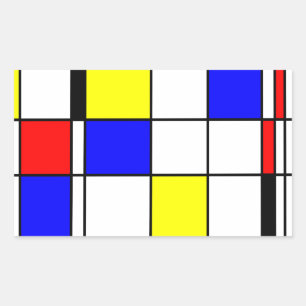 Pegatina Rectangular Estilo de arte mondriano