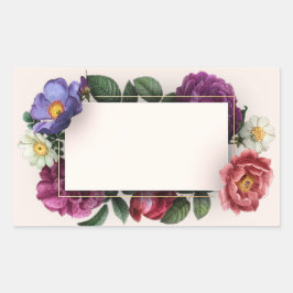 Pegatina Rectangular Estilo de vintage de la Bonito del marco floral