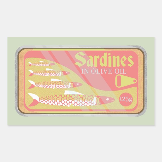 Pegatina Rectangular Estilo poster retro de sardinas (Anverso)