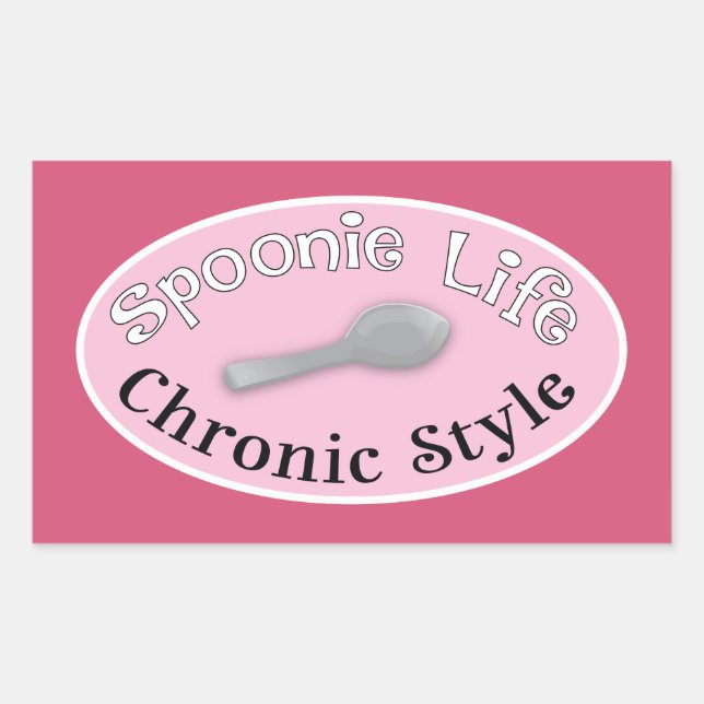 Pegatina Rectangular Estilo Spoonie - Rosa (Anverso)