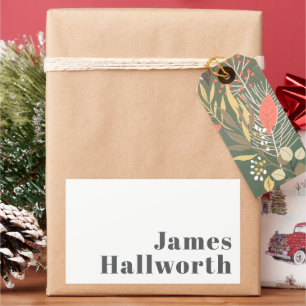 Pegatina Rectangular Estiloso texto retro moderno editable Gris