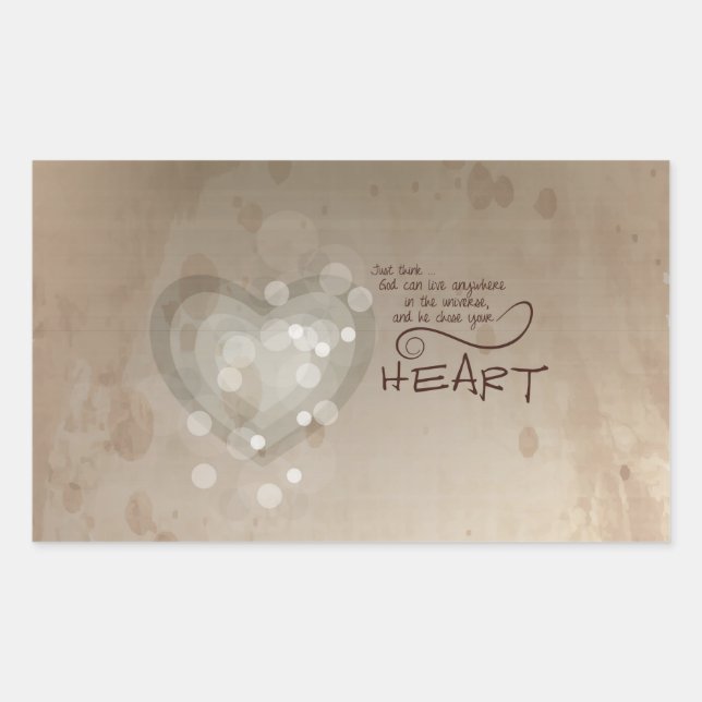 Pegatina Rectangular Estímulo Religioso del Corazón, Grunge (Anverso)