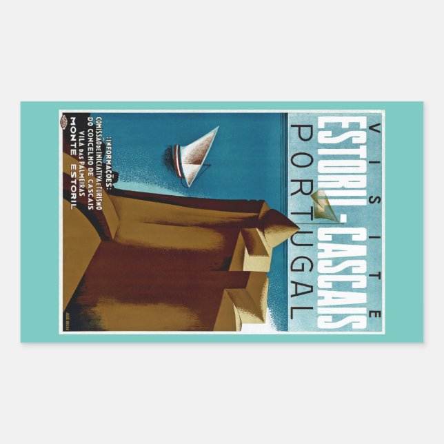 Pegatina Rectangular Estoril - Cascais Portugal (Anverso)