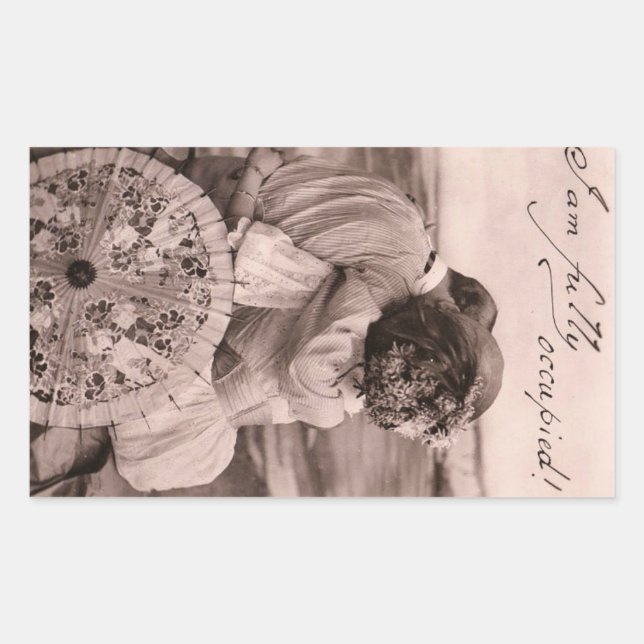 Pegatina Rectangular "¡Estoy completamente ocupado!", gracioso beso rom (Anverso)