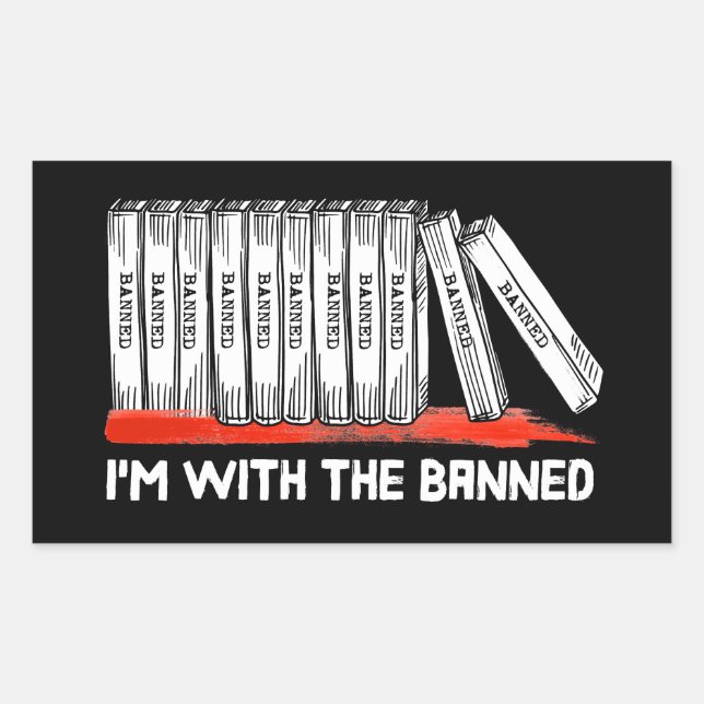 Pegatina Rectangular Estoy con los libros prohibidos (Anverso)
