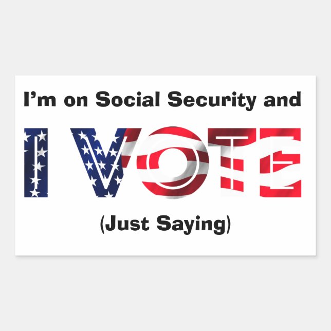 Pegatina Rectangular Estoy en la Seguridad Social y voto (Anverso)