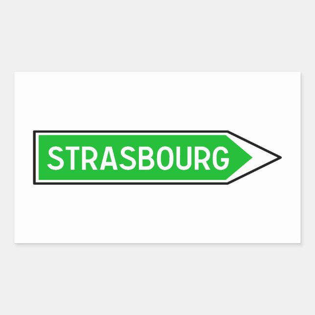 Pegatina Rectangular Estrasburgo, señal de tráfico, Francia (Anverso)