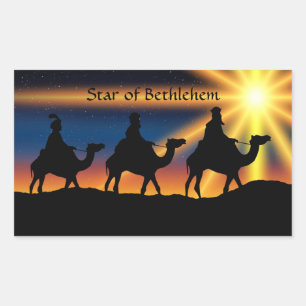 Pegatina Rectangular Estrella de Belén, etiquetada