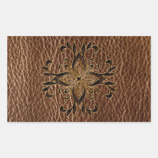 Pegatina Rectangular Estrella de cuero