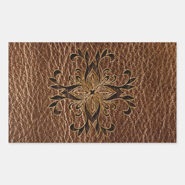 Pegatina Rectangular Estrella de cuero (Anverso)